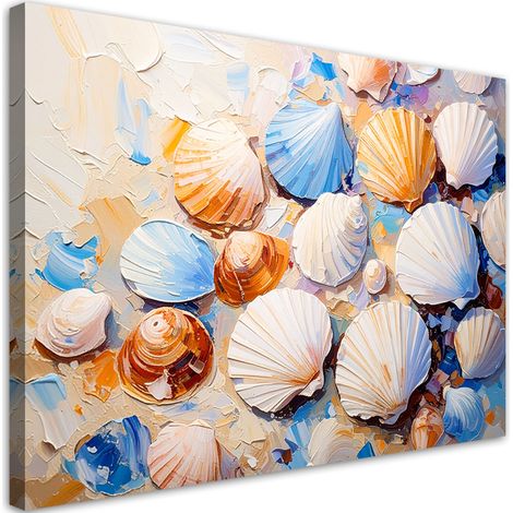 Quadro su tela, Conchiglie Spiaggia Sabbia dipinta - 120x80 (1/2)