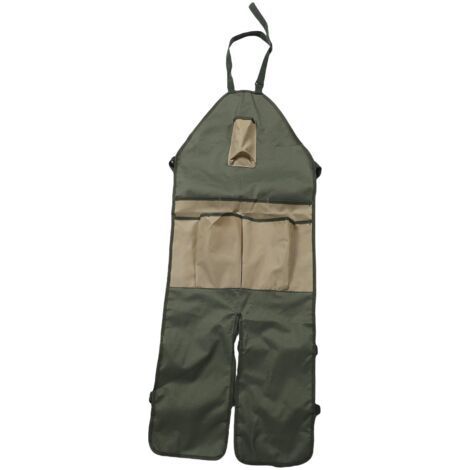 Nouveau Tablier de Jardin avec Protège-Jambes Multipoches pour Travaux Extérieurs en Vert Militaire et Beige (1/5)