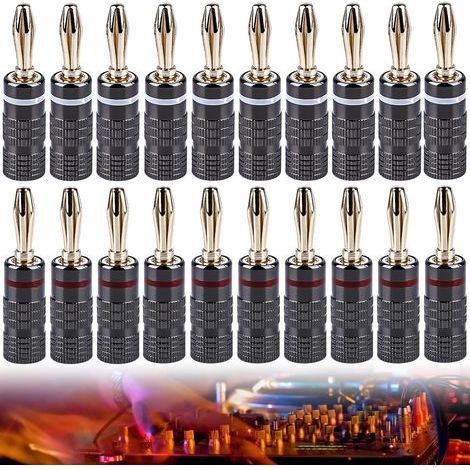 20 Banana Plugs, 4mm Gold Plated Connectors, Pure Copper for Speaker Cable, Amplifier (1/5)