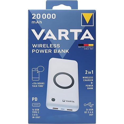Batteria portatile Varta Powerbank 20.000mAh 2xUSB A 1xUSB C Wireless (1/3)