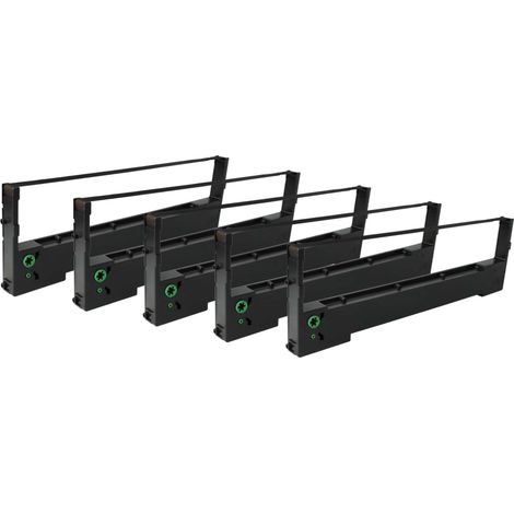vhbw 5x Ribbon Cartridge compatible with Tally Genicom T2033, LA 550N, T 2140, MT150, MT130, T 2040 Dot Matrix, Receipt Printer - Black Ink Ribbon