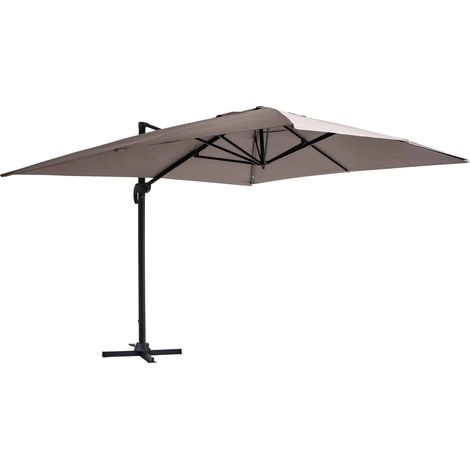 Parasol déporté 3x4m en aluminium taupe