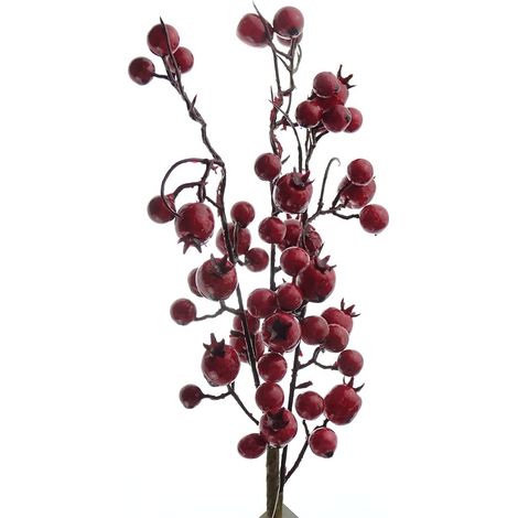 Gasper – Branche de baies de Noël – Rouge, plastique, H 41 cm