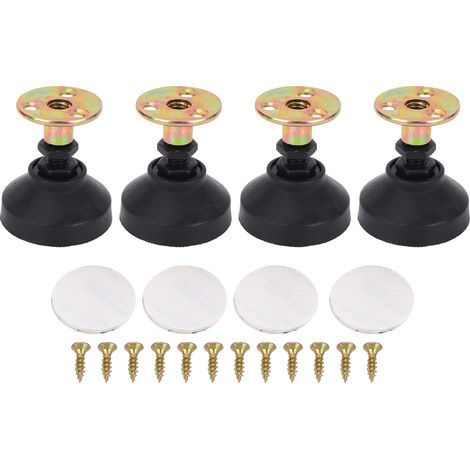 Ortviai Patins de Table en Nylon et Métal, 4 pièces, Charge 400kg, Fixation Adhésive et Vis, Noir, Réglage Hauteur 53-67mm pour Étagères et Meubles