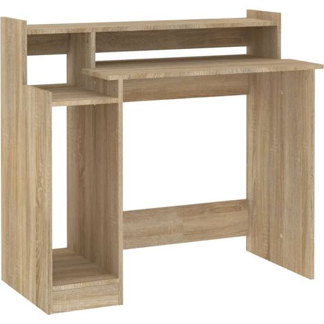 Scrivania da ufficio postazione di lavoro mobile per computer scrivania da studio con luci a LED rovere 97 x 45 x 90 cm legno ingegnerizzato marrone 020023412