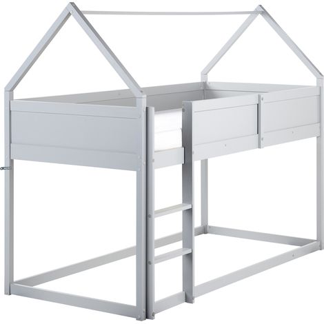 Cama de media altura con somier 90 x 200 cm infantil madera de pino gris Dienne