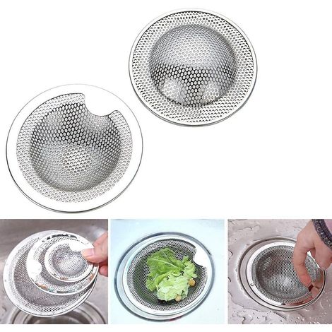 Lot de 2 grilles d'évier en acier inoxydable - Idéales pour évier de cuisine, lavabo, douche, baignoire - Disponibles en