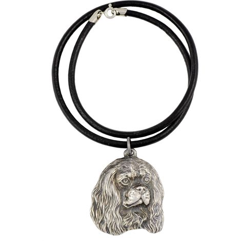 Collana con ciondolo a forma di Cavalier King Charles Spaniel, placcata in argento, per gli amanti dei cani, gioiello unico di Art-Dog (1/5)