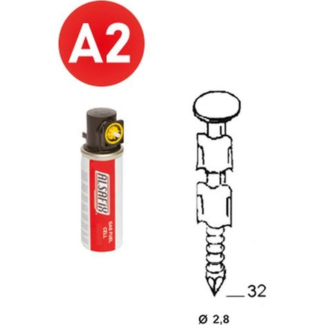 2 000 Pointes Annelées Inox en Bande 25° (Pack) - 28x32 mm + 2 Cartouches de Gaz Jaune - D-Work