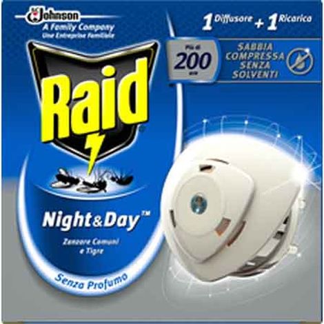 RAID DIFFUSORE ANTIZANZARE 'NIGHT & DAY' Base + 1 ricarica