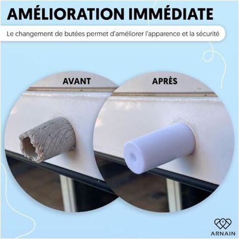 Lot de 8 butées pour volets roulants PVC blanches 40 mm – Arrêt de volet avec vis et rondelles incluses – Résistance aux UV et aux intempéries (1/4)