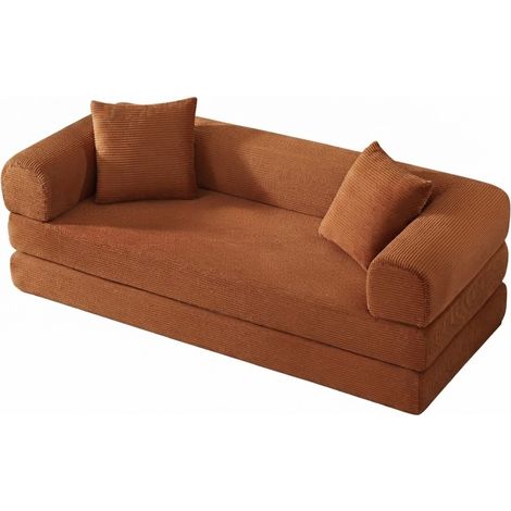 ELVMI Sofá Cama Convertible Modular, Cojín en Espuma, Terciopelo, Terracota (1/5)
