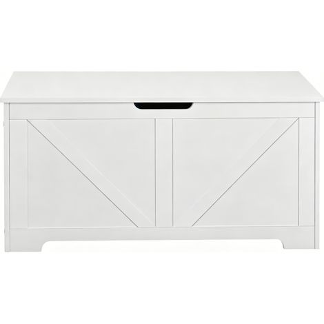 Banco baúl blanco 100 x 40 x 47 cm con compartimento oculto (1/5)