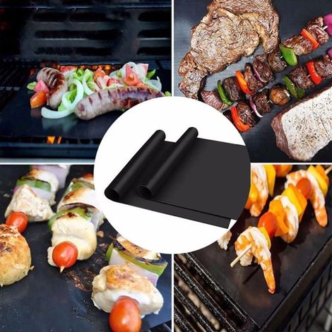 Barbecue Mat - Heat Resistant Up To 260 °C - Non Stick Oil Proof - For Gas Charcoal Electric Grills - 2 Pieces (1/5)