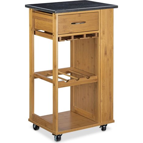 Pratico carrello da cucina stile casa di campagna 80 x 40 x 90 cm in bambù naturale 130003351