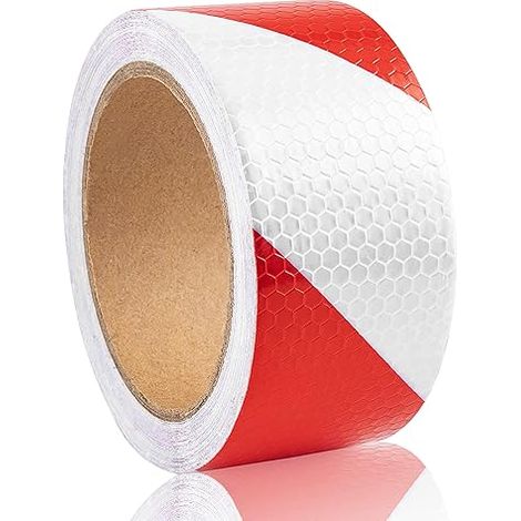 Lntyq Selbstklebendes Reflektorband, reflektierendes Warnband, rotes und weißes Klebeband, 10 m x 5 cm, Warnband für Fahrzeuge, LKW, Sicherheitserinnerung (1/5)