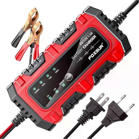 Chargeur intelligent pour batterie de voiture 6V 12V 15A, chargeur à impulsions pour réparation de batteries au plomb-acide (compatible avec voitures, camions, bateaux et SUV) - JXLGV (1/4)