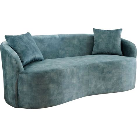 Sofá recto NYJY 2 plazas en terciopelo - Azul - 178 x 67 x 70 cm (1/5)