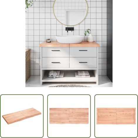 Bois de chêne - Comptoir de salle de bain marron 120x50x(2-6) cm bois traité (1/5)