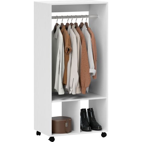 Penderie 1 barre et 2 étagères 60x40x127 cm blanche, solution pratique (1/5)