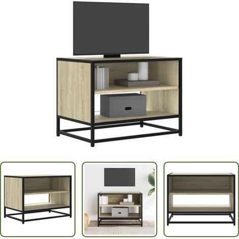 Rangement salon -  Meuble TV chêne sonoma 61x40x46 cm bois d'ingénierie et métal (1/5)
