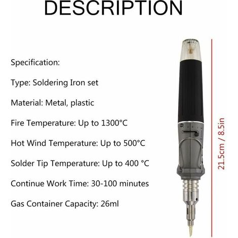 Fer à souder au butane - Fer à souder à gaz 10 en 1 Kit Auto-allumage professionnel Polyvalent pour réparation Fabrication de bijoux Modèle de brasage Cartes de circuit imprimé