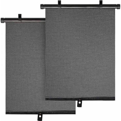 Stores pare-soleil enrouleurs à ventouses pour voiture, lot de 2, universels, pour lunette arrière, pour bébés, enfants, animaux et adultes, noir, 40 x 45 cm (1/4)