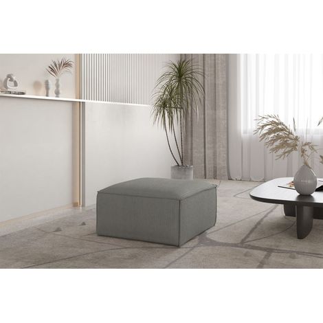 Polsterhocker Designerhocker CELES PREMIUM 65x65 cm in Stoff Scala Grau (1/3)