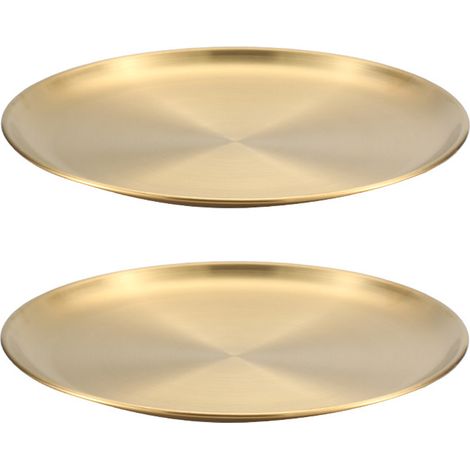 Assiettes rondes en acier inoxydable (lot de 2), idéales pour les pique-niques et le camping, incassables. (1/5)