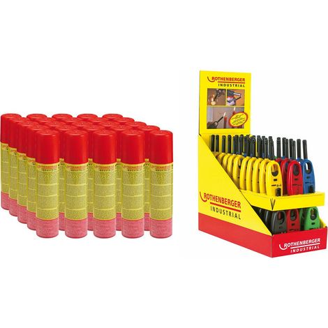 ROTHENBERGER Industrial 66x Allume-gaz Mini incl. 30x Gaz de recharge - 1500005180