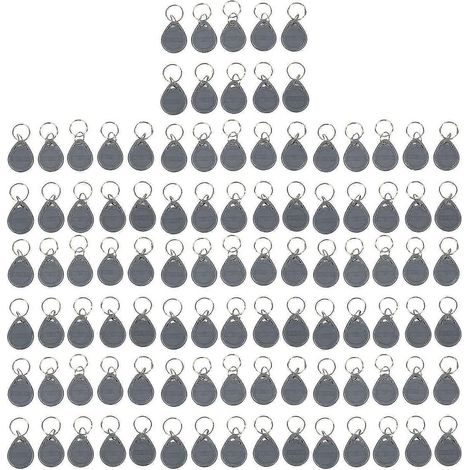 100 porte-clés de proximité RFID, clé de proximité RFID 125 kHz, adaptés aux systèmes de contrôle d'accès PAR, gris. (1/5)