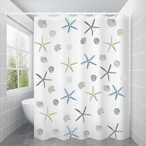 Rideau de douche en PEVA - 120 x 200 cm - Imperméable - Pour salle de bain, baignoire - Lavable - Avec œillets et anneaux de rideau de douche (1/5)