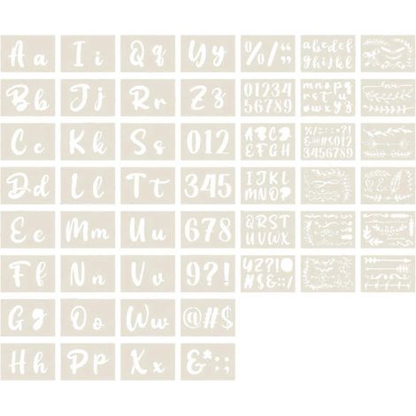 50-teiliges Kalligrafie-Schablonen-Alphabet-Zeichenset - Wiederverwendbar