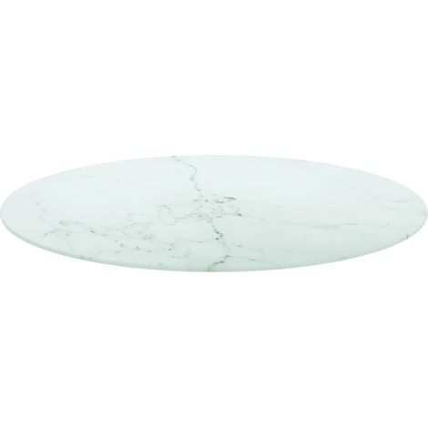 Maison Exclusive - Piano per Tavolo Bianco Ø80x1 cm Vetro Temperato Design Marmo