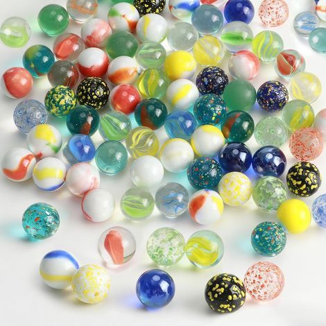 100 Pièces Billes en Verre Enfant Galots Billes Colorées 16mm Billes en Verre Bariolées Petites Billes de Verre pour Enfants Jeu de Billes Décoration de Plantes (1/5)