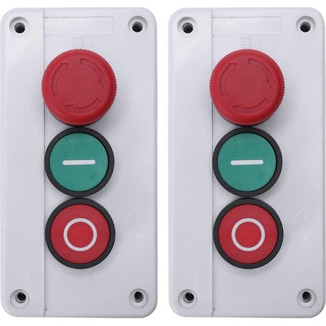 2 boutons-poussoirs momentanés d'arrêt d'urgence NF (rouge/vert) 600 V 10 A (1/5)