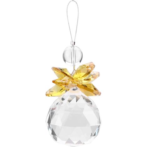 Pendentif attrape-soleil en cristal transparent, prismes suspendus, décoration de mariage, décoration de Noël, jaune