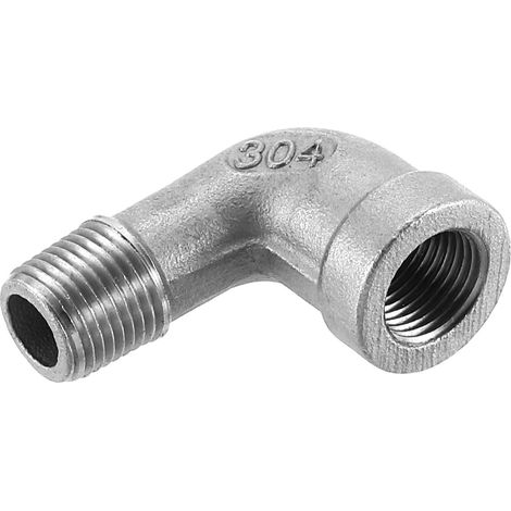 1 Pcs 1/8" PT Male x Female 90 Degré Coude En Acier Inoxydable Raccord De Tuyau D'Eau Tuyau D'Air Tube Pvc Cast (1/5)