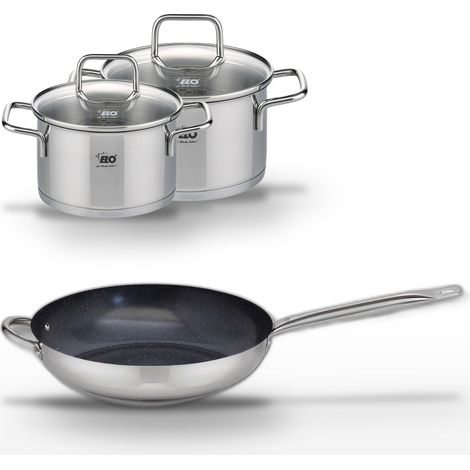 Lot Poêle 32cm Profi Therm Platinum Elo & 2 Faitouts 14/16cm (1/5)