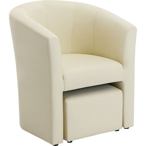 Poltrona cabriolet e pouf in Similpelle Beige - JOVANA (1/4)