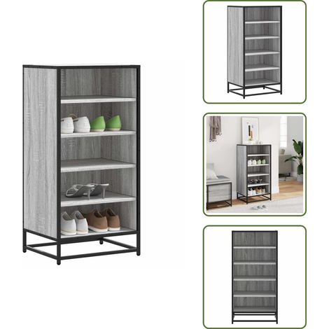 Almacenamiento de zapatos - vidaXL Mueble zapatero madera contrachapada gris sonoma 48x38x97,5 cm - Muebles decorativos