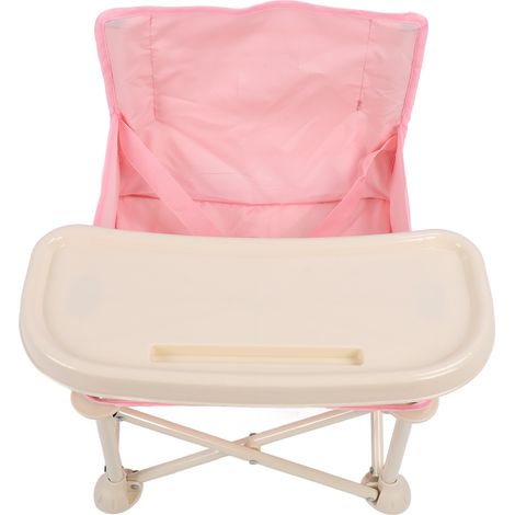 Rehausseur de voyage avec tablette amovible pour bébé, idéal pour les repas à la table, le camping, la plage et les voyages. Pliable et portable, il est doté d'un harnais de sécurité et est idéal pour (1/5)