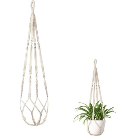 1 Suspension Plante Macramé, Corde De Coton, Fait Main, Style Boho, Pour Salon Chambre Balcon