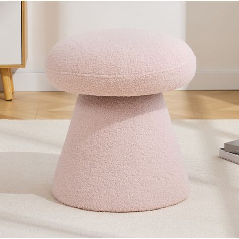 Pouf girevole in tessuto Teddy rosa, forma fungo, 360°, 41 x 41 x 44 cm DESVIAE (1/5)
