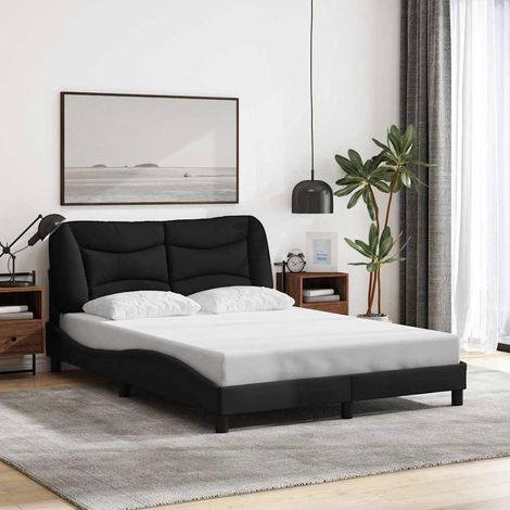 Cadre de lit sans matelas Hvar noir 140x190 cm tissu (1/5)
