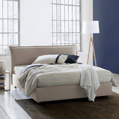 Talamo Italia Cama matrimonial Clio, Cama contenedor con funda extraíble con cabecero tapizado y estructura de cama, 100% Made in Italy, adecuado para colchón 160x190 cm, Tórtola, con embalaje reforza (1/5)