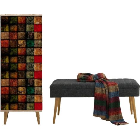 Dmora - Eingangsmöbel Baham, Moderner Eingang, Wandgarderobe, Multifunktions-Aufbewahrungskonsole, 50x38h135 cm, Eiche und Anthrazit, mit verstärkter Verpackung