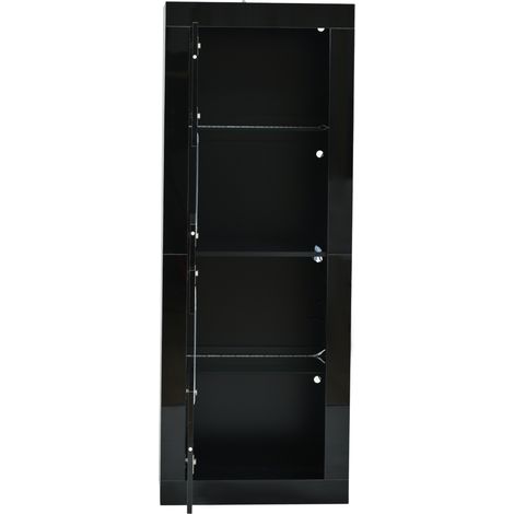 CHICFURN Vitrina con LED negra, 61 x 42 x 162 cm, 2 puertas, estantes de vidrio ajustables, armario expositor moderno para salón, comedor o despacho (1/5)