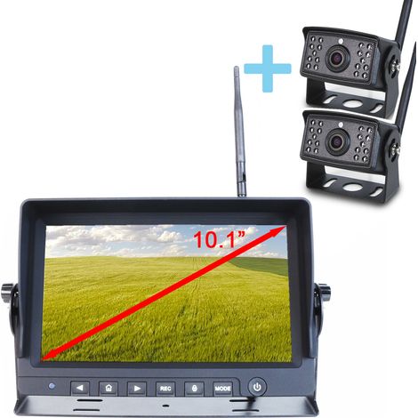 Kitde vista posteriore wireless Yatek Display AHD 10,1" + 2 telecamera 1080P 120º(H) de visione de visione con una distanzade ricezione de 150m