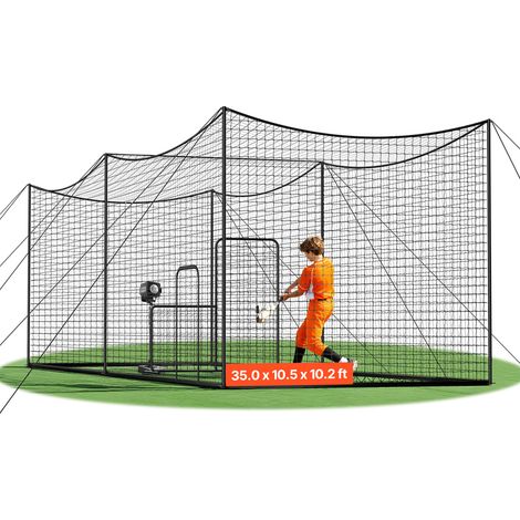 VEVOR Red Rectangular Portátil para Bateo de Beisbol, con Tejido HDPE Anudado de 45 Capas y Cuerdas Largas de Posicionamiento, 10668 x 3200 x 3100 mm, para Patio, Gimnasios, Centros Entrenamiento (1/5)